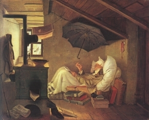 мансарда в искусстве: «Бедный поэт», Карл Шпицвег, 1839 