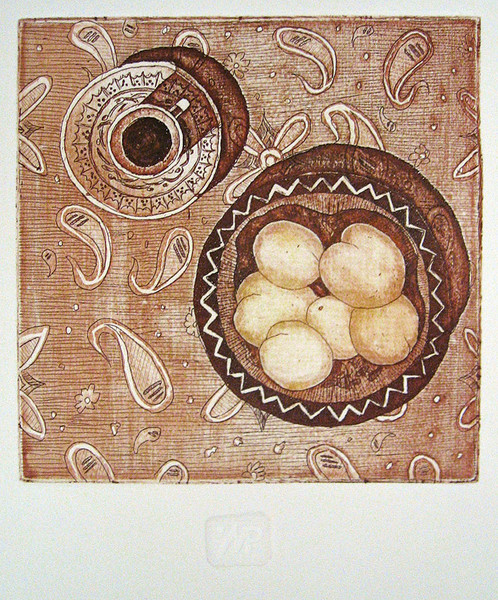 Натюрморт с кофейной гущей. офорт, 13х13 см., 2010 г.