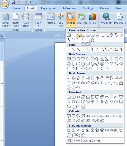Как сделать стрелку word 2007