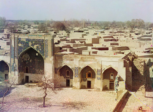 Вид на Самарканд с мечети Тилля-Кари в начале ХХ века