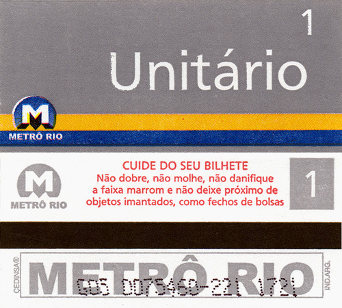 Билет на одну поездку в метро Рио-де-Жанейро