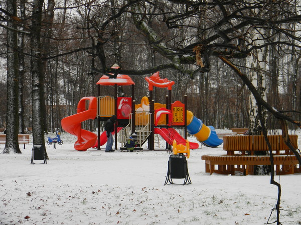 Парк Северного запорошило снегом