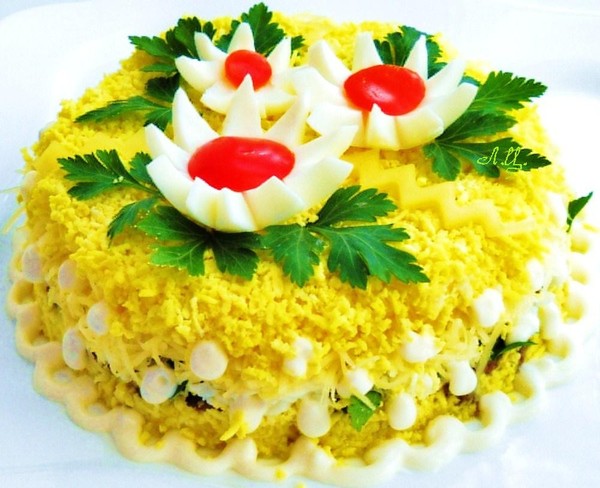 Салаты слоями из курицы рецепты