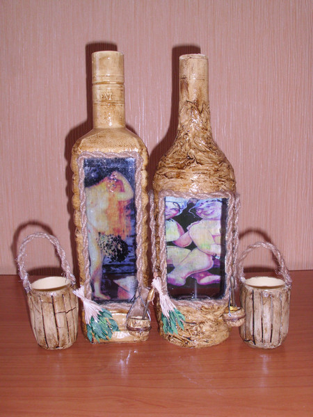 Поэтапный декупаж бутылки Поэтапный декупаж бутылки