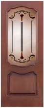 Шпонированная дверь Промстрой, модель 18, Макоре Витраж с фьюзингом, филенчатая