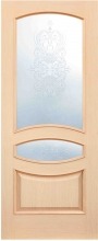 Шпонированная дверь Промстрой, модель 312, Беленый дуб, гравировка, филенчатая