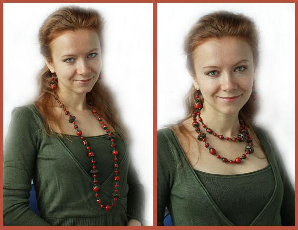 Длинные бусы из коралла